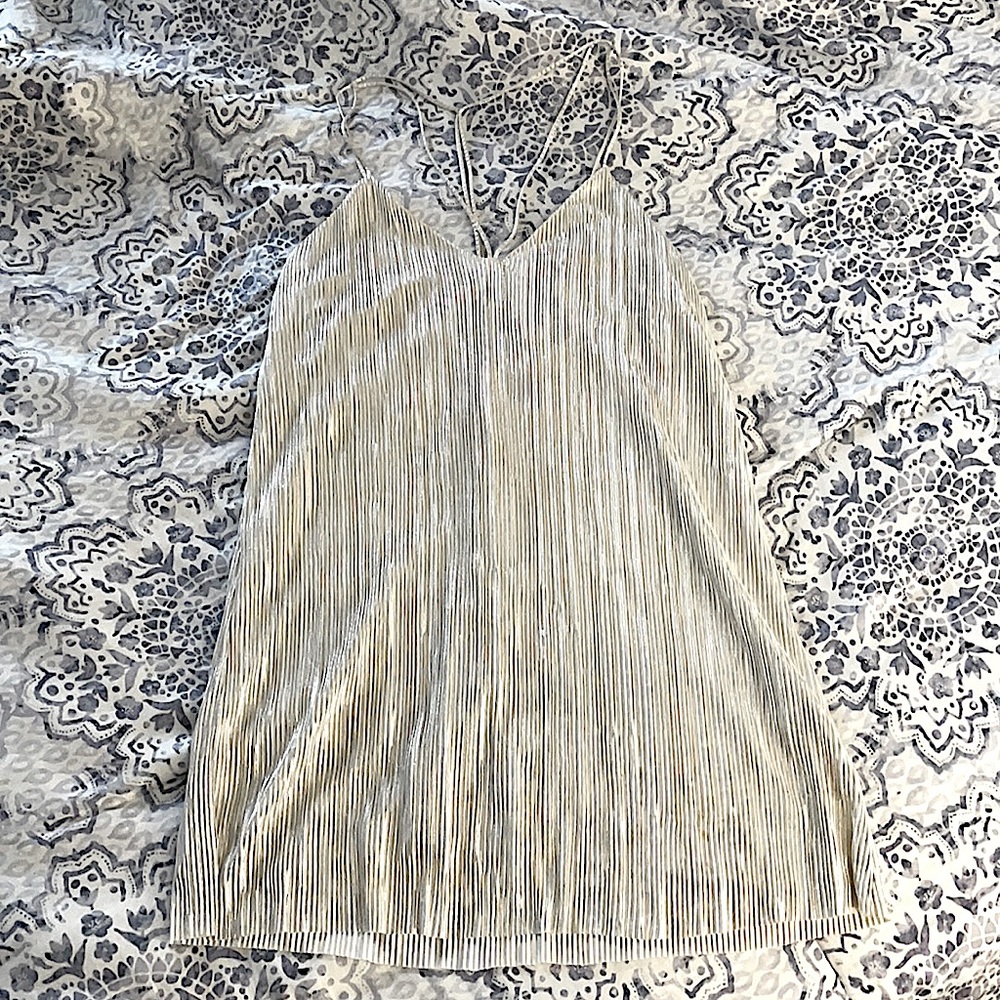 Bardot Metalic Silver Strappy Mini Dress